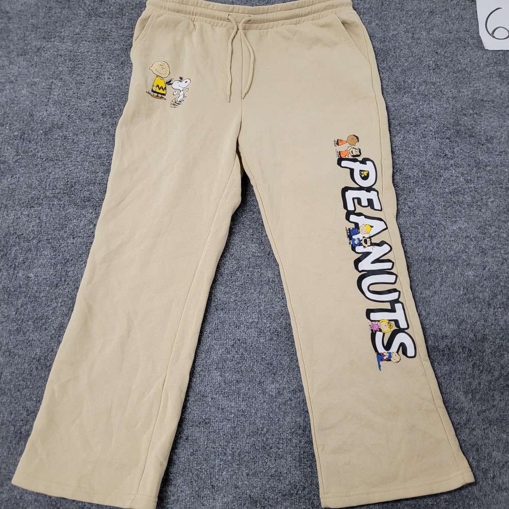 Aeropostale Sweatpants Womens Size L Tan Peanuts Snoopy Graphic Joggers Good